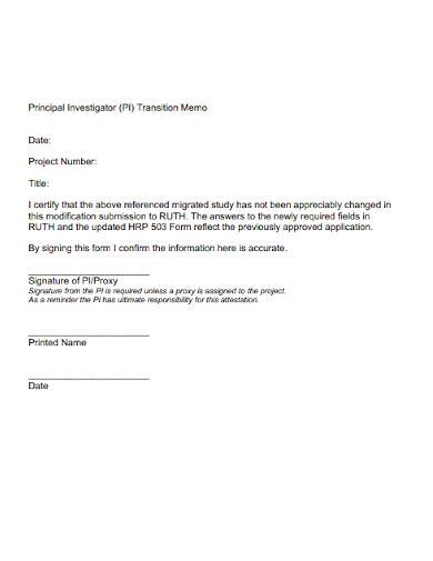 project transition memo