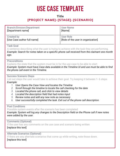 project use case template
