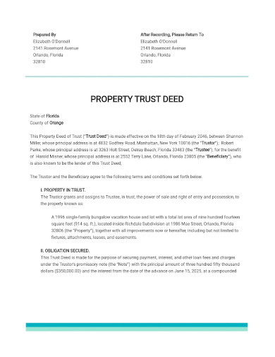 property trust deed