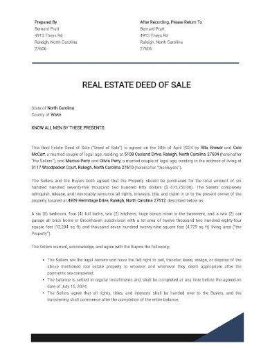 real estate deed of sale