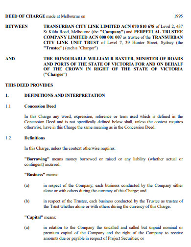 registration deed of charge