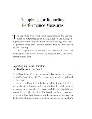 reporting performance measures1