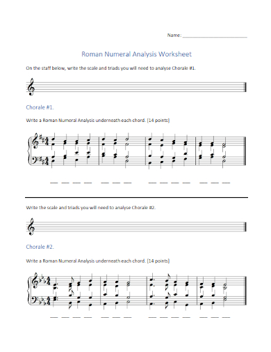 roman numeral analysis worksheet