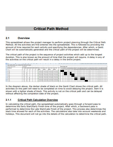 sample critical path
