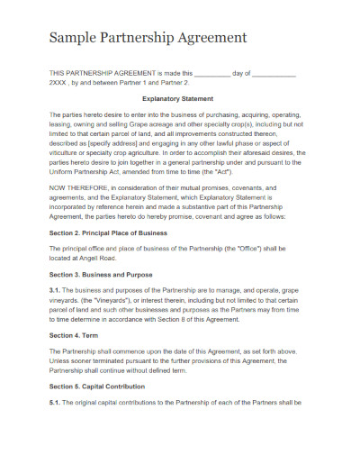 sample deed partnership agreement