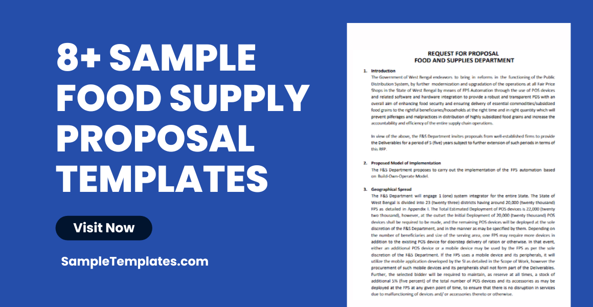sample food supply proposal templates