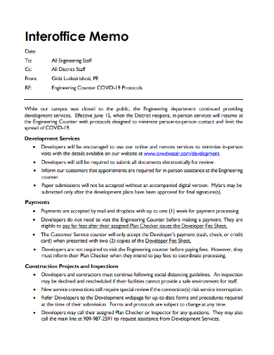 sample interoffice memo