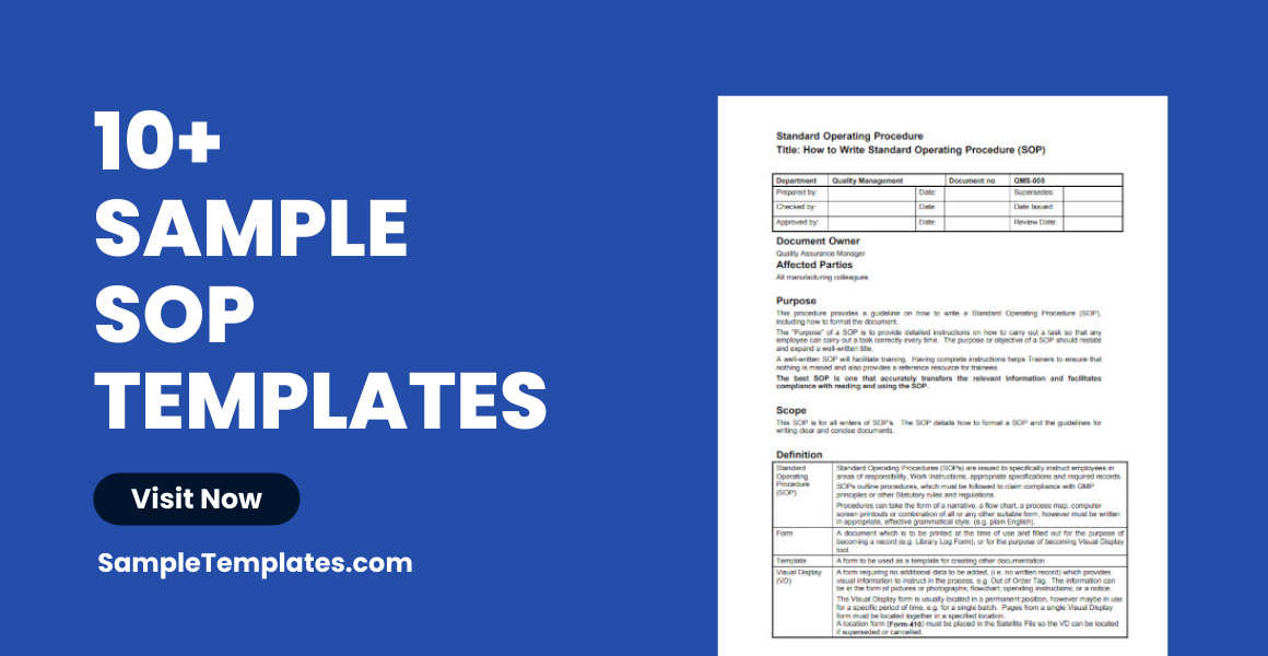 50+ Free & Easy SOP Templates (Sample SOPs to Record Standard