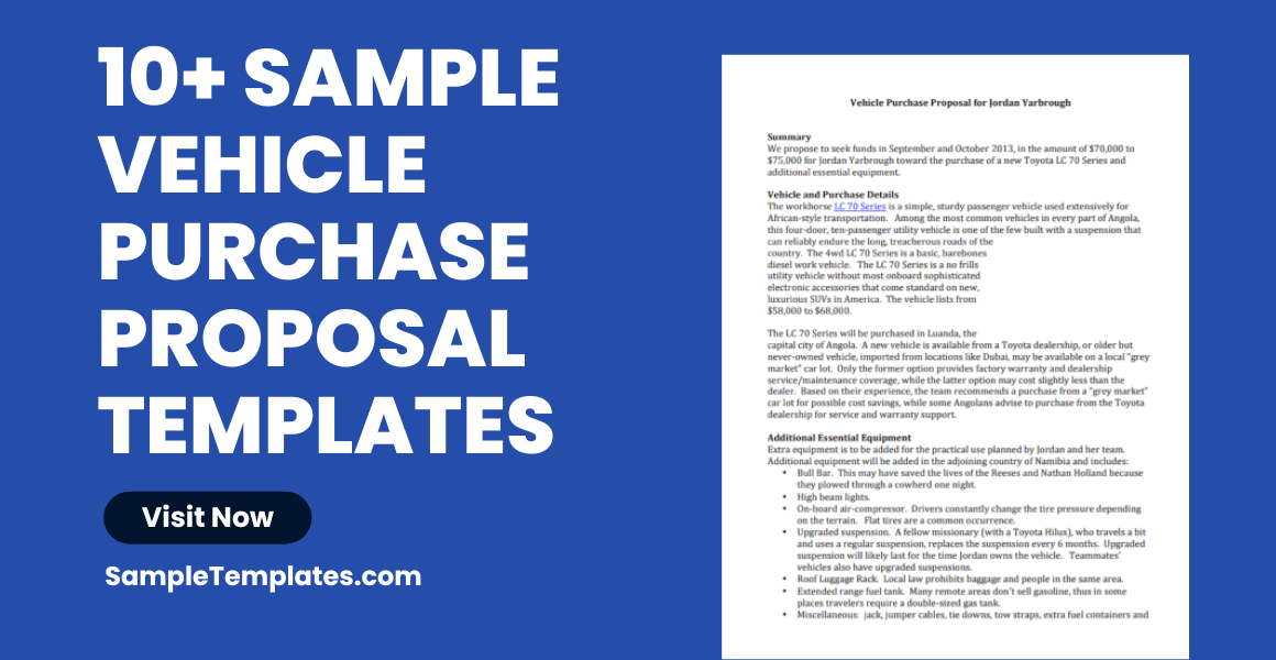 sample vehicle purchase proposal templates