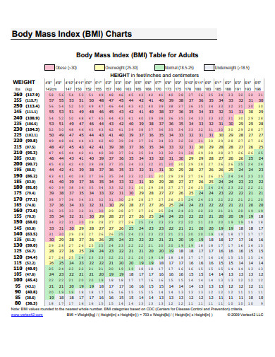 FREE 10+ BMI Chart Samples in PDF | DOC