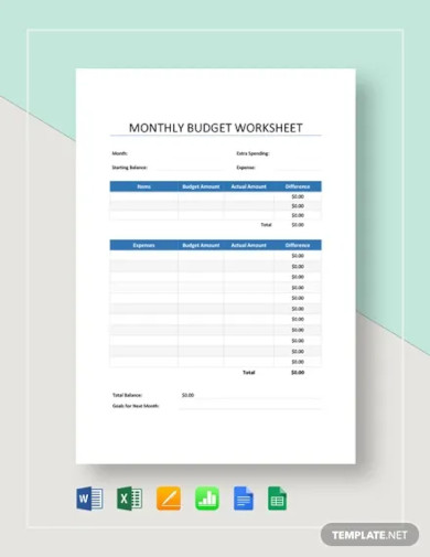 simple monthly budget worksheet template