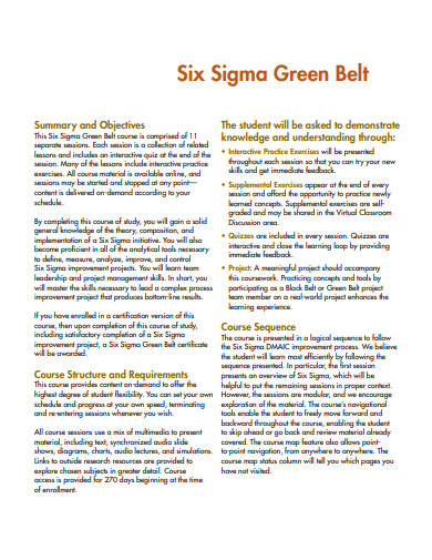 six sigma green belt