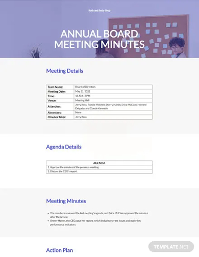 small business annual meeting minutes