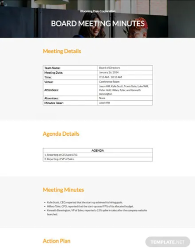 startup company meeting minutes template