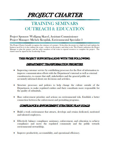 training project charter