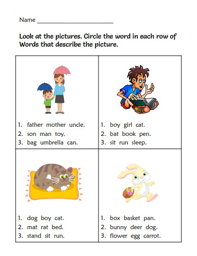 vocabulary worksheets for kids