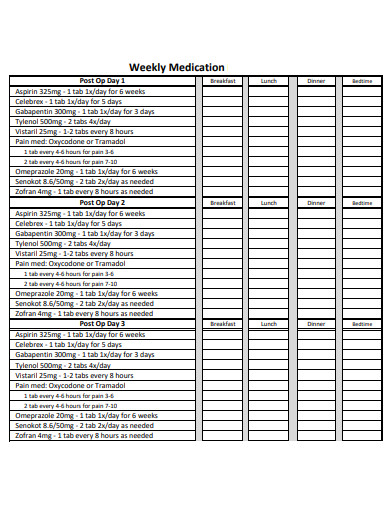 weekly medication chart