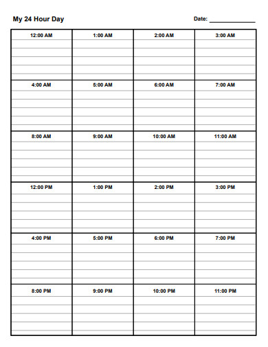 24 hour schedule example