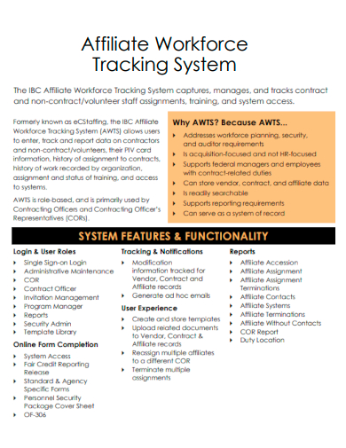 affiliate workforce tracking system