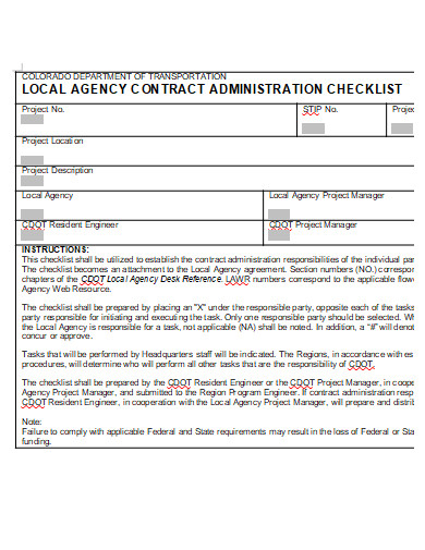 agency contract administration checklist