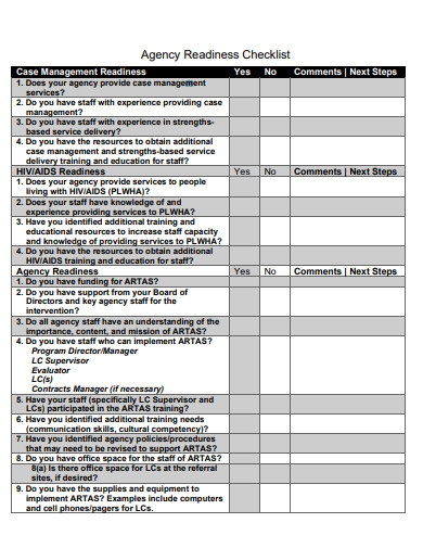 agency readiness checklist