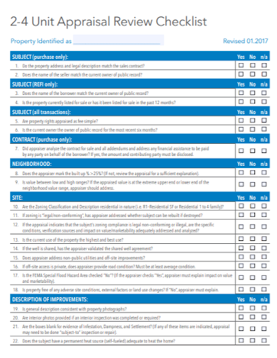 appraisal review checklist in pdf