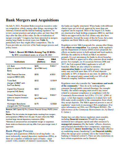 bank mergers and acquisitions