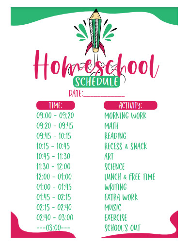 basic homeschool schedule
