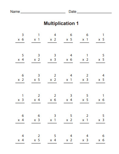 basic multiplication worksheet