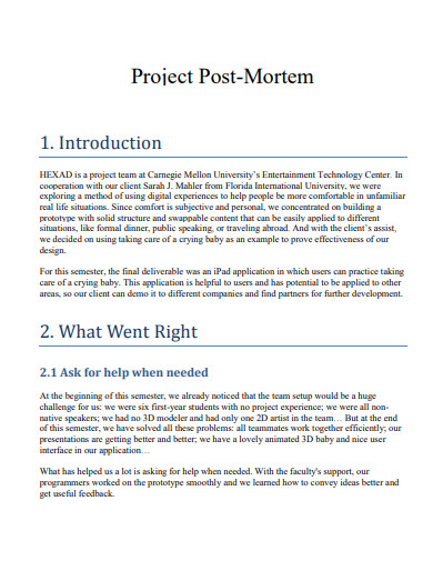 basic project post mortem