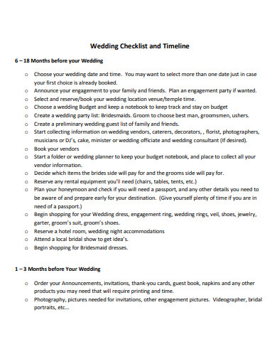 basic wedding timeline checklist