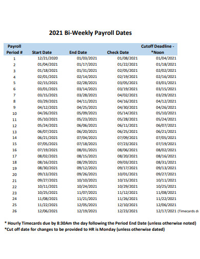 biweekly payroll dates