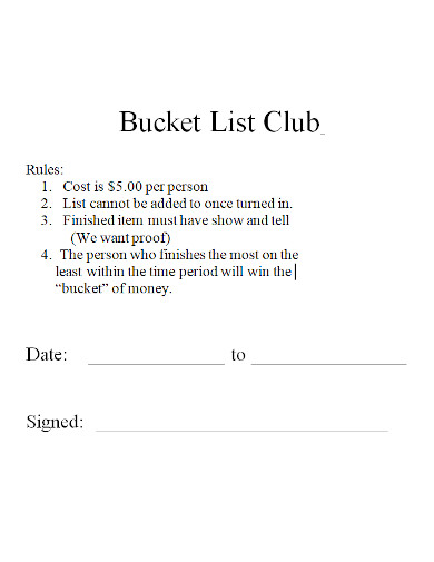 bucket list club
