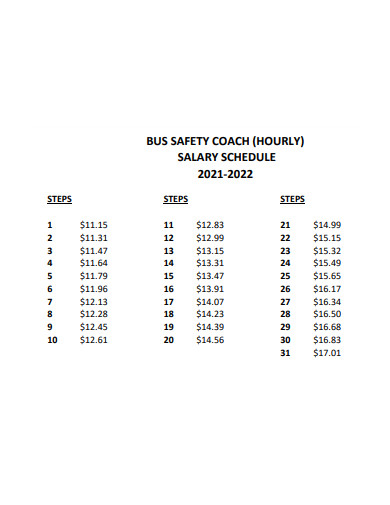bus safety coach salary schedule