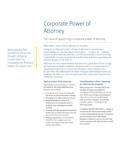 business corporate power of attorney