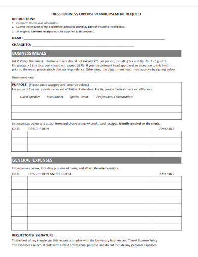 business expense report form 