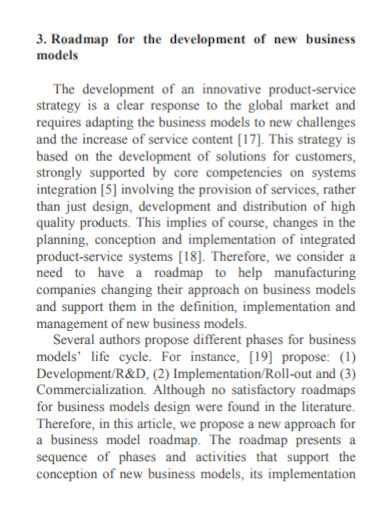 business roadmap models