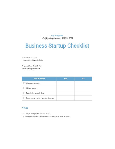 business startup checklist