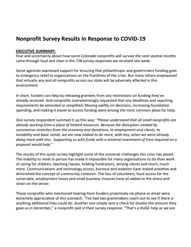 covid 19 nonprofit survey results