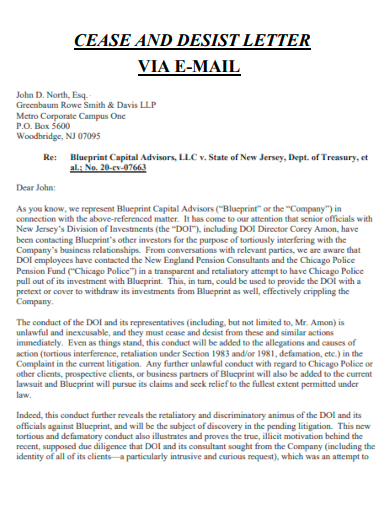cease and desist letter via email