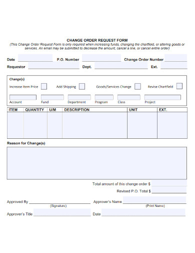 change order request form