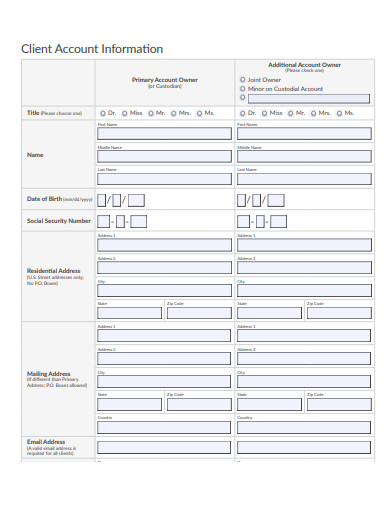 client account information form