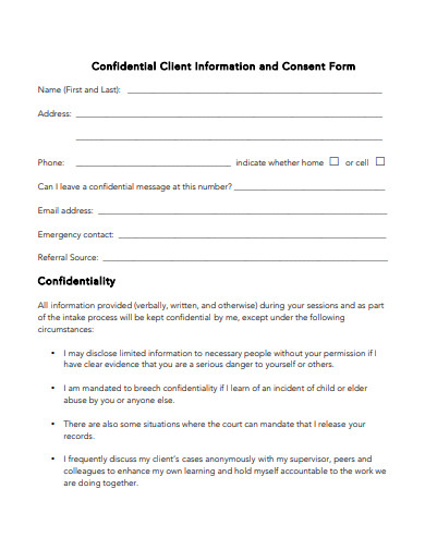 client information and consent form