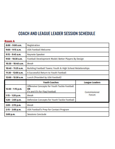 coach and league leader schedule
