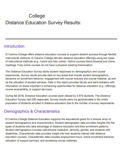 college distance education survey