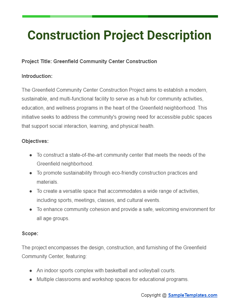 construction project description