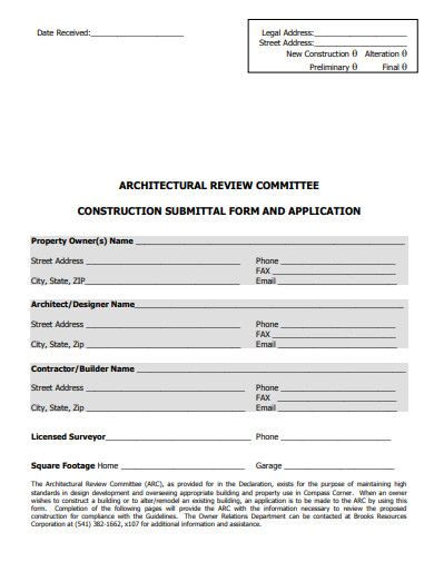 construction submittal form and checklist