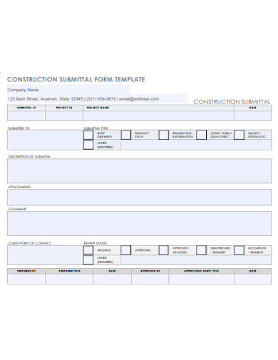 construction submittal form