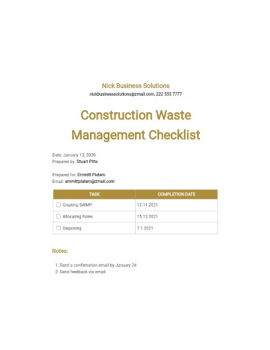 construction waste management checklist
