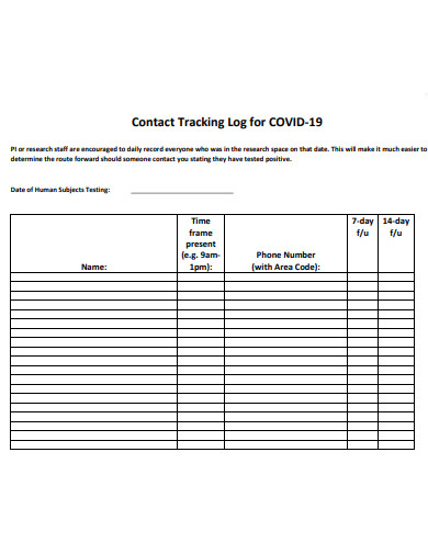 contact tracking log for covid 19